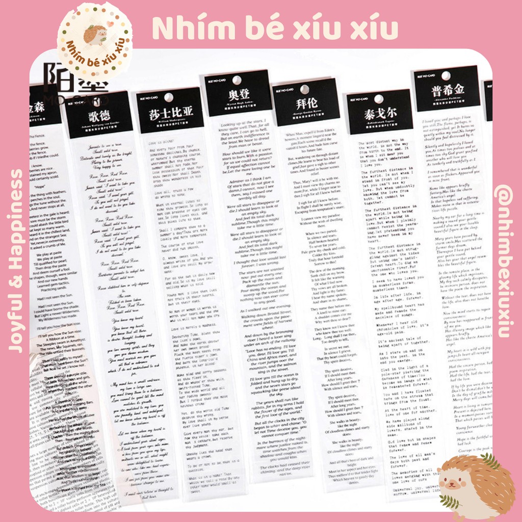 Sticker quotes hình dán chữ tiếng Anh trích dẫn các bài thơ nổi tiếng VT137