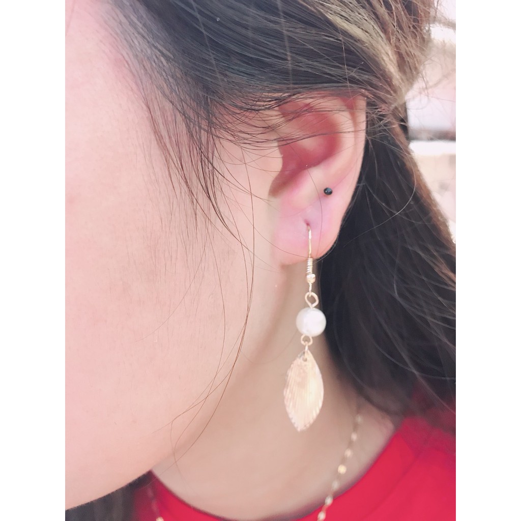 BÔng tai hình lá dày style Hàn Quốc 53