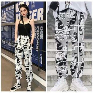 Quần dài in hình hoạt hình phong cách hiphop dành cho nữ