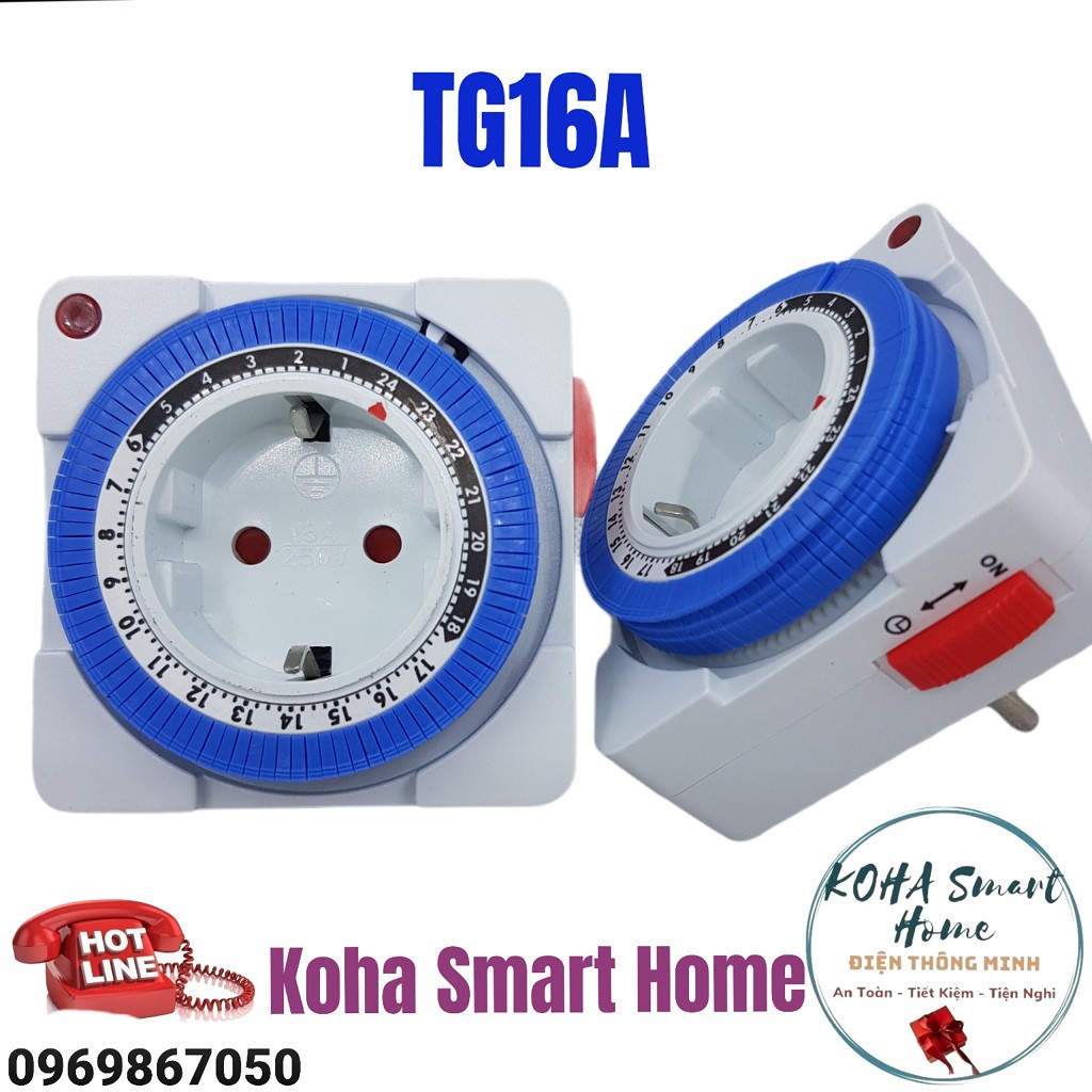 Ổ Cắm Hẹn Giờ Tắt Mở Kiểu Cơ KH-TG16A- Koha Smart Home