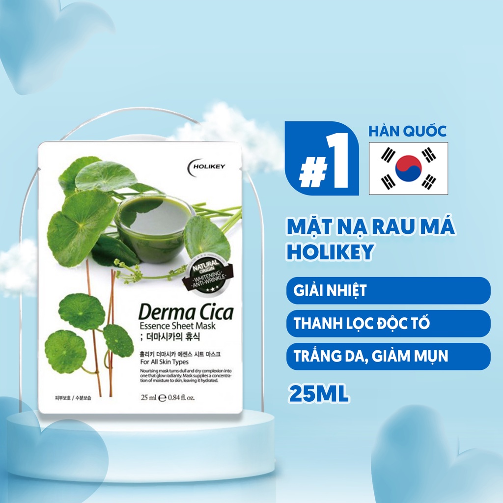 Mặt Nạ Rau Má Giải Nhiệt ,Thanh Lọc Độc Tố Holikey Derma Cica Essence Sheet Mask 25ml 3W025