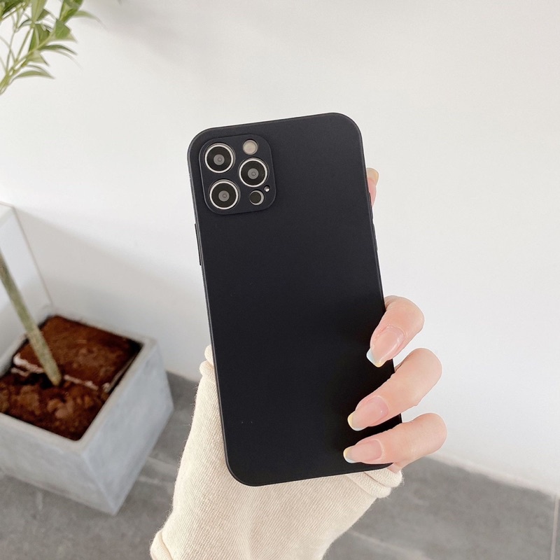 (SIÊU RẺ) Ốp lưng iphone trơn dày dặn cam nổi 2 màu đen và trà sữa 7plus/8/8plus/x/xr/xs/11/12/13/pro/max/plus/promax
