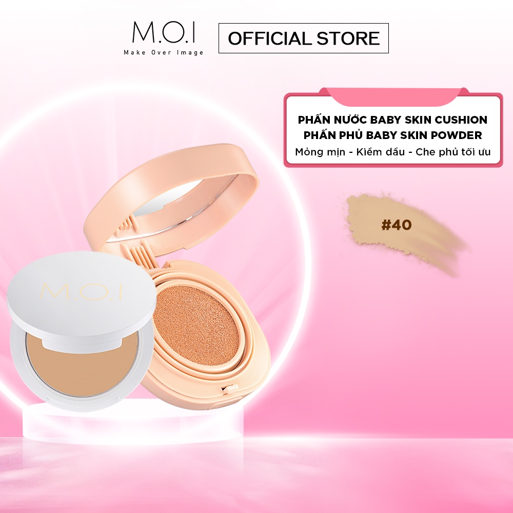 Bộ đôi Phấn nước Baby Skin Cushion và Phấn phủ MOI