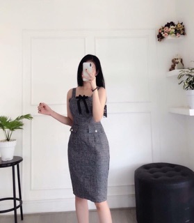 Đầm body bố hai dây