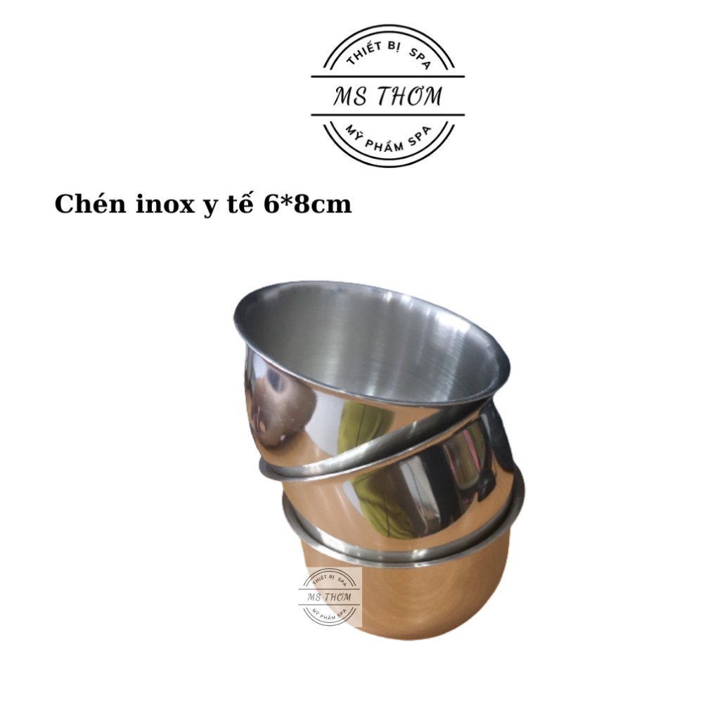 Chén, chum inox 8cm đựng cồn, nước muối, bông gòn trong y tế/spa/thẩm mỹ viện