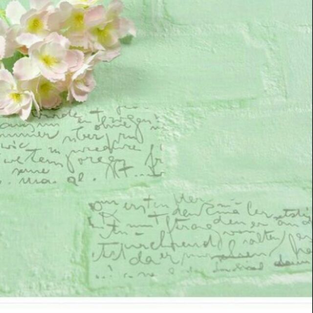 Decal giấy dán tường gạch xanh lá in chữ phong cách (khổ rộng 60cm)