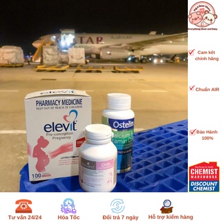 (CHEMIST) Vitamin bầu, Bộ ba vitamin bầu Elevit bầu dha bầu canxi bầu chuẩn Úc