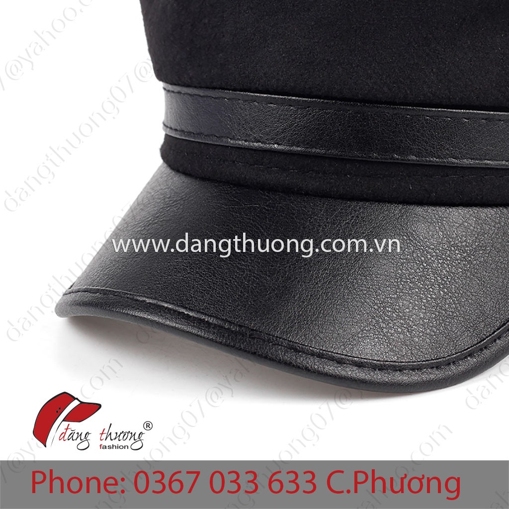 Mũ nón nồi nỉ dạ baker boy newsboy thời trang phối da Pu