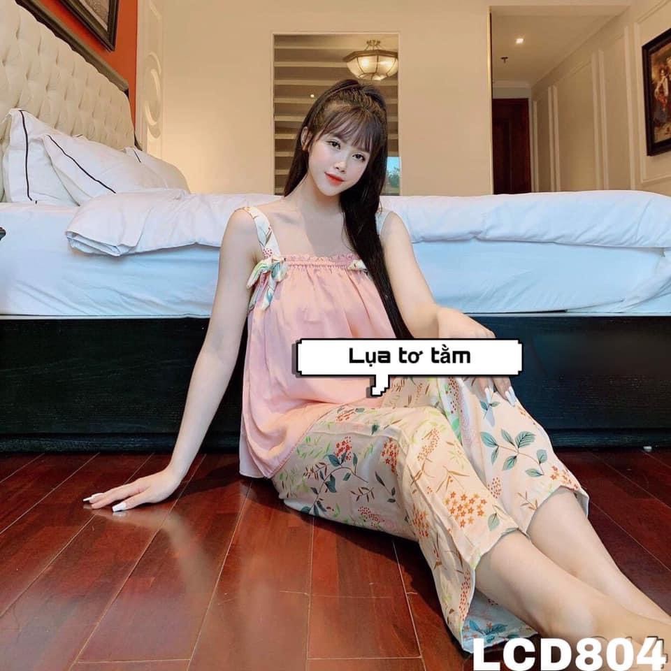 ❤️Sét lụa hai dây nơ họa tiết quần dài siêu xinh, mặc nhà hay đi chơi đều đẹp cho nàng