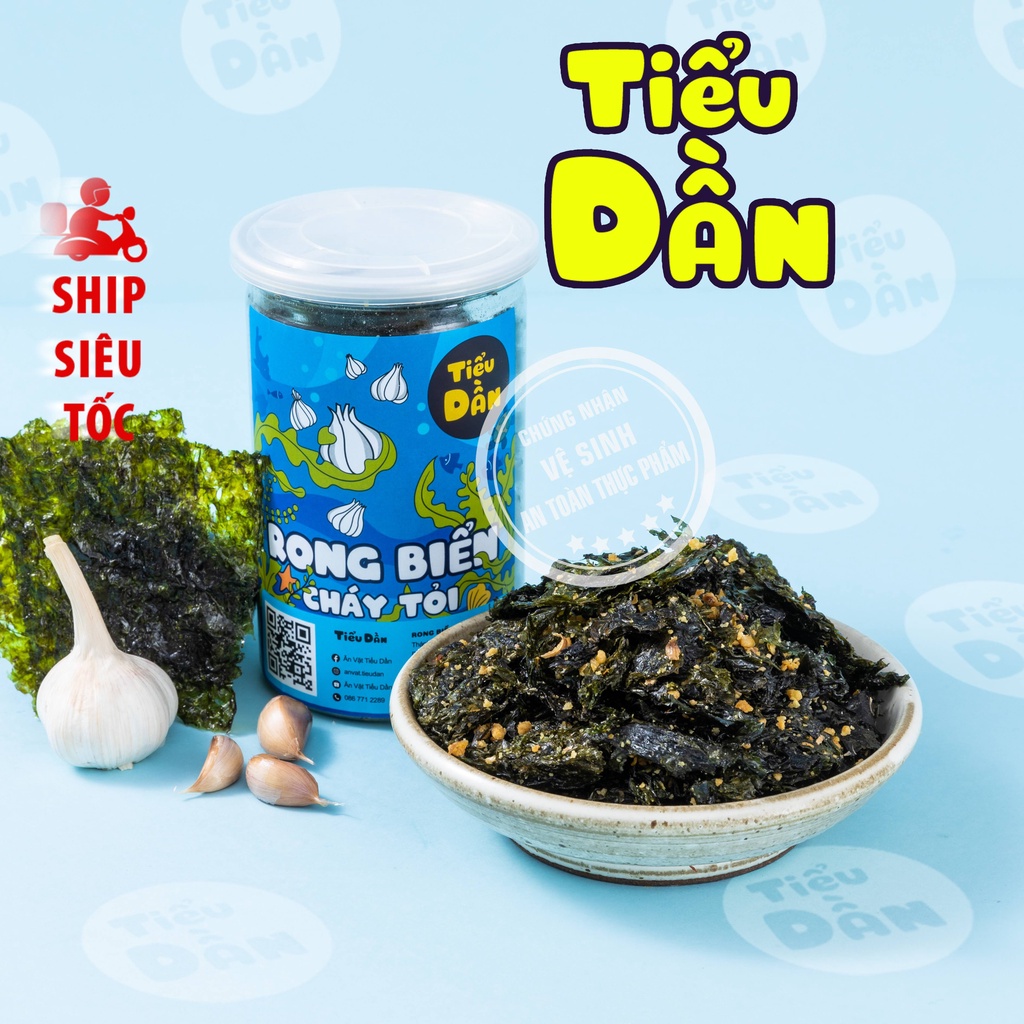 Rong biển cháy tỏi hũ lớn 130g TIỂU DẦN đồ ăn vặt vừa ngon vừa rẻ