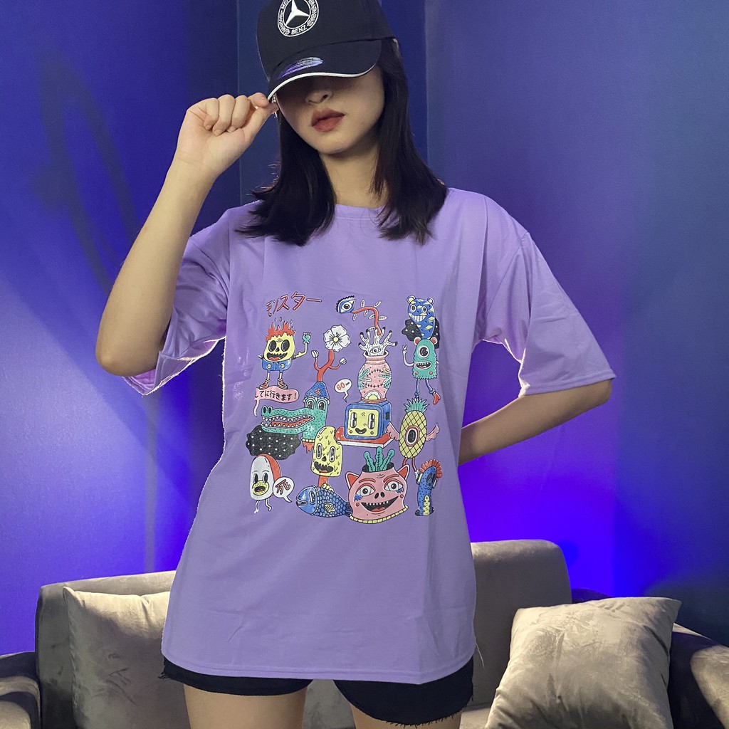 Áo thun form rộng tay lỡ nữ chất cotton xuất Hàn Alien cực cute cho ngày hè - May22 | BigBuy360 - bigbuy360.vn