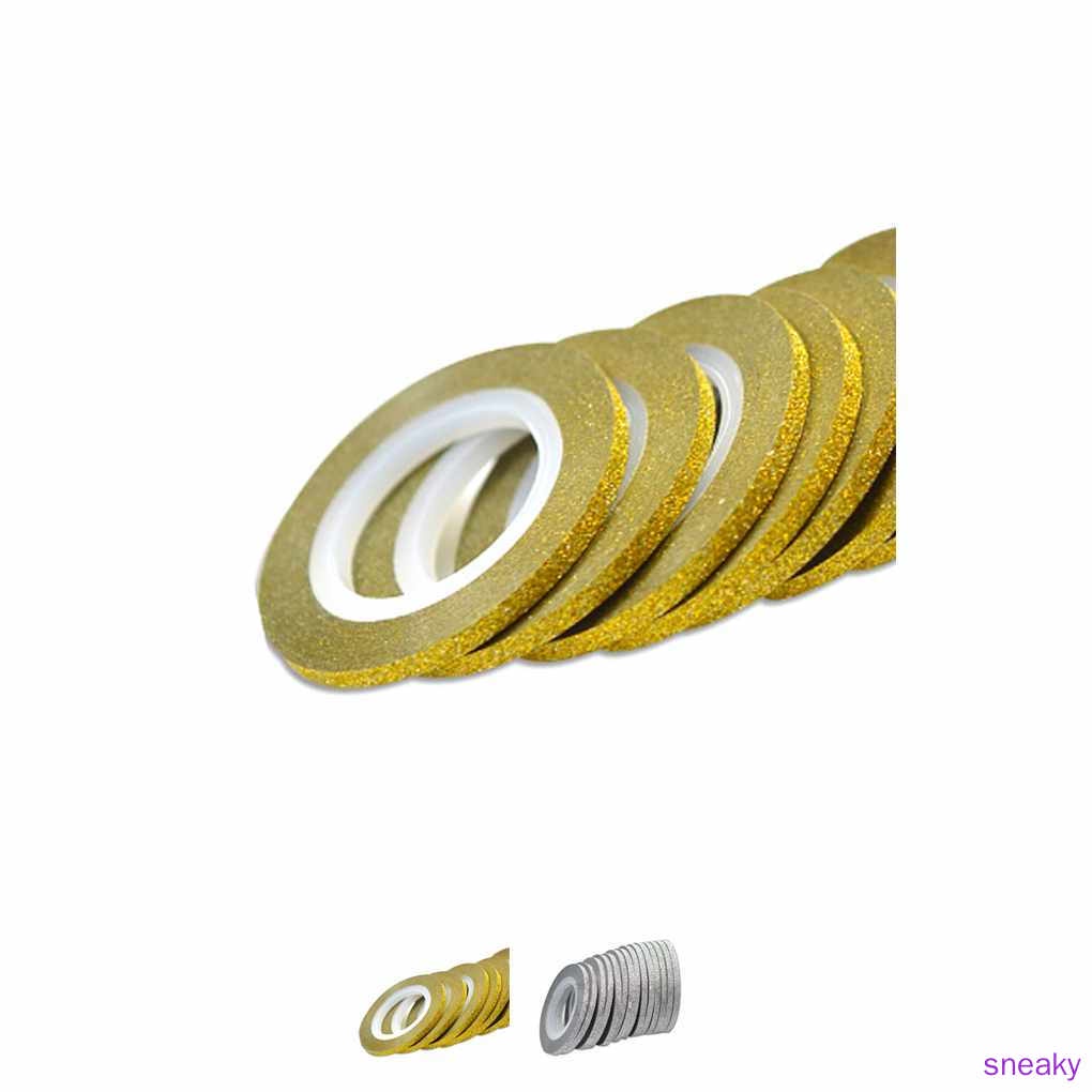 [Hàng mới về] Cuộn dây ruy băng kim tuyến màu vàng / bạc trang trí móng nghệ thuật