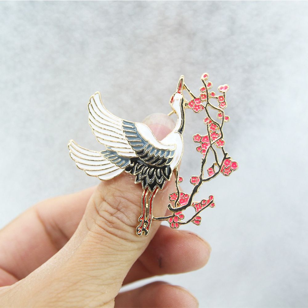 Ghim Cài Áo Trang Trí Hình Chim Hạc Dễ Thương Bắt Mắt Sành Điệu