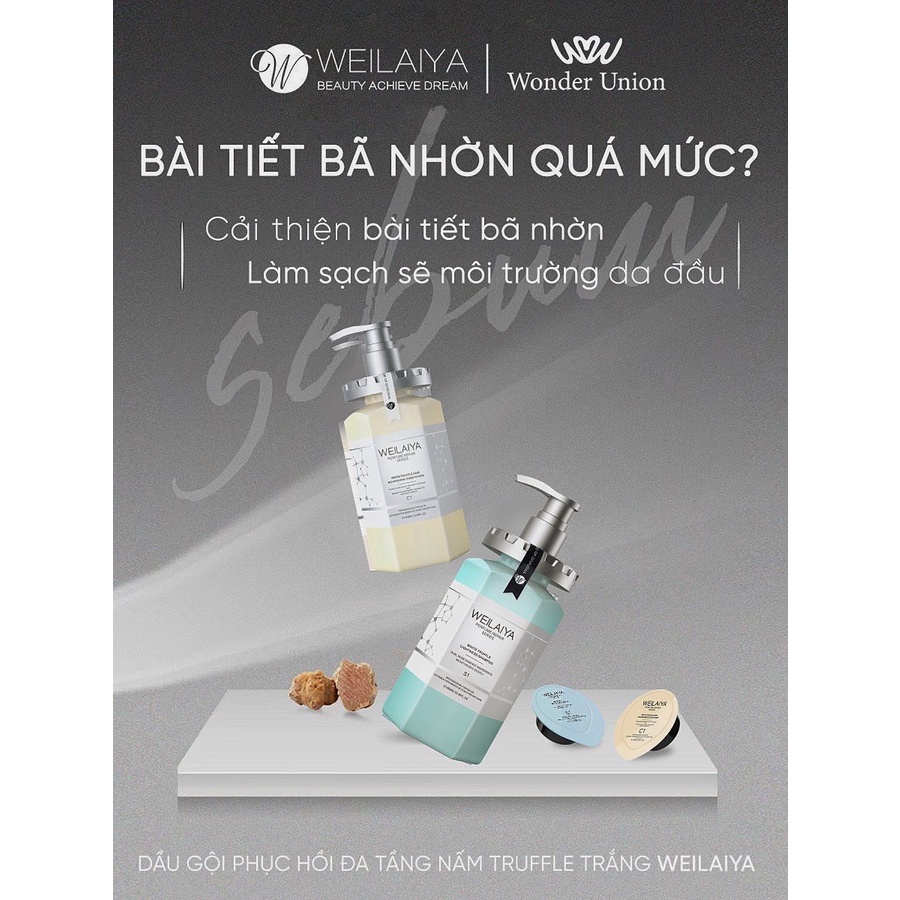 Bộ dầu gội phục hồi Mini đa tầng Nấm Truffle Weilaiya, phục hồi tóc khô xơ, hư tổn