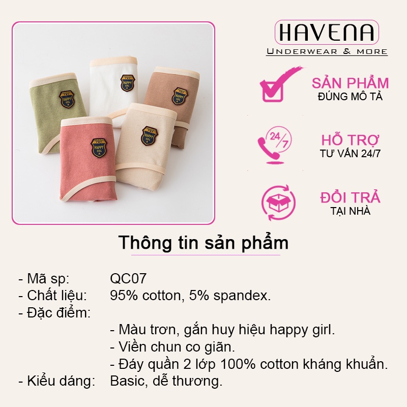 Quần Lót Nữ Cotton Dễ Thương Cute Kháng Khuẩn HAVENA QC07