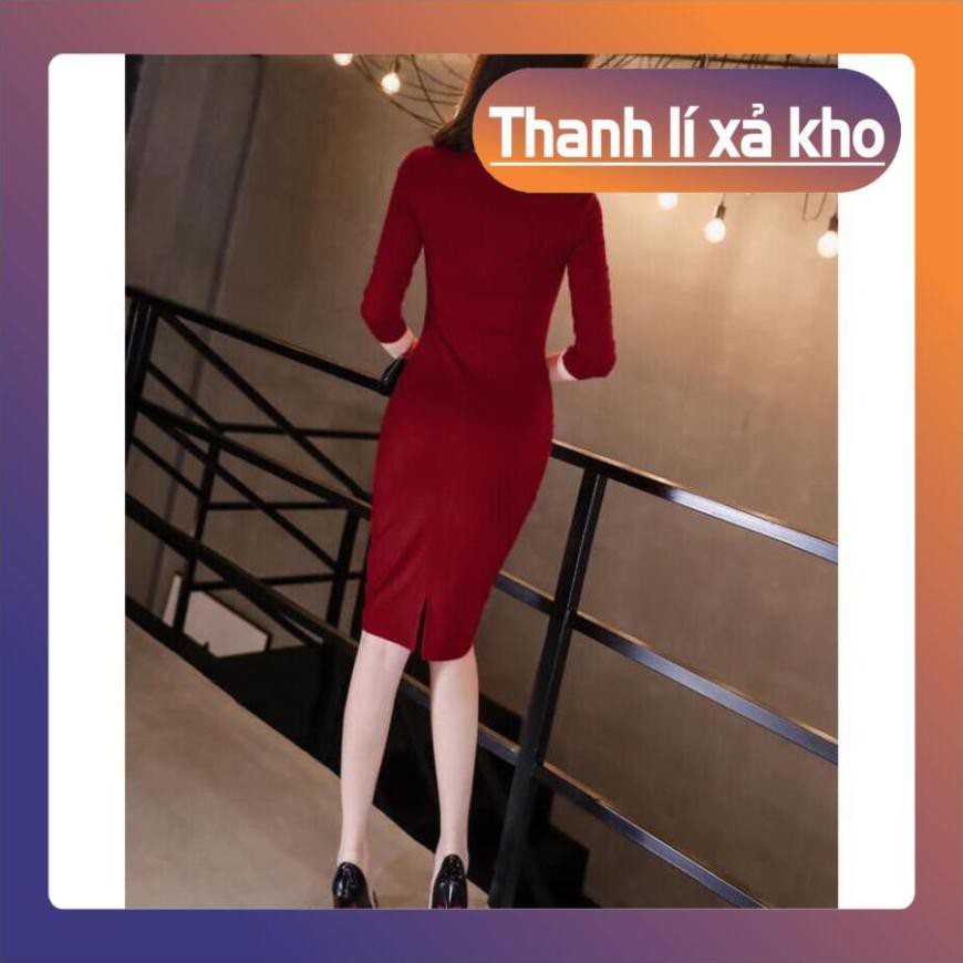 vip Đầm Body Cổ V Cao Cấp Cách Điệu D260 - Váy Thun Ôm Body Tay Ngắn Cổ Chữ V Sang Trọng Hàng Nhập vip