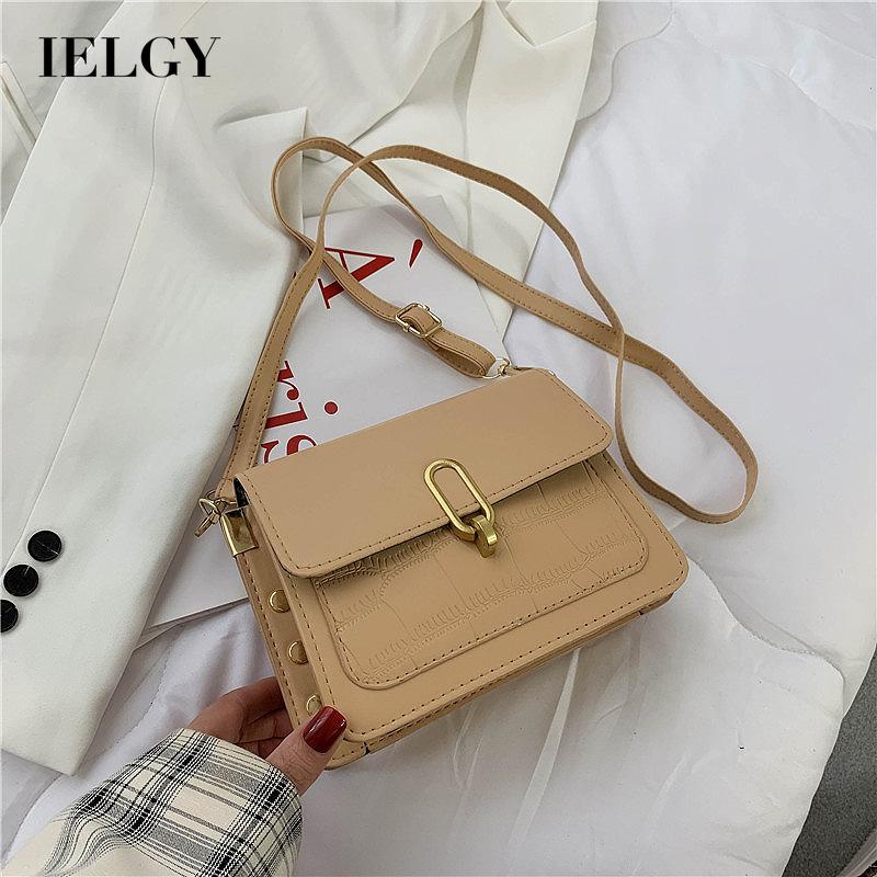 Túi đeo chéo IELGY màu trơn đơn giản thời trang dành cho nữ