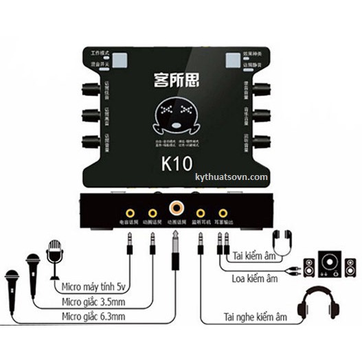 Sound Card Thu Âm Livestream thông dụng XOX K10 tặng dây lấy nhạc