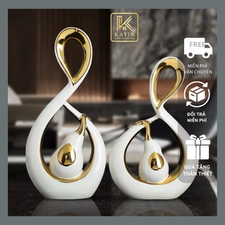 Tượng trang trí phòng khách, bình gốm trang trí con voi may mắn decor tủ rượu kệ tivi quà tặng tân gia - KATIN