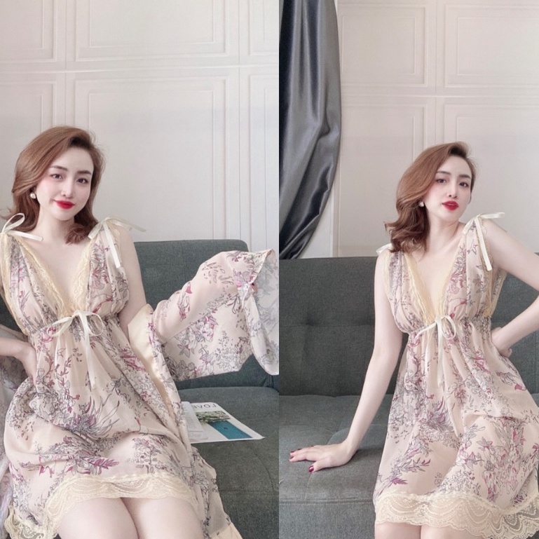 Đầm ngủ sexy ❣️FREE SHIP❣️ Váy Ngủ + Choàng Voan Tơ kèm quần <65kg | BigBuy360 - bigbuy360.vn