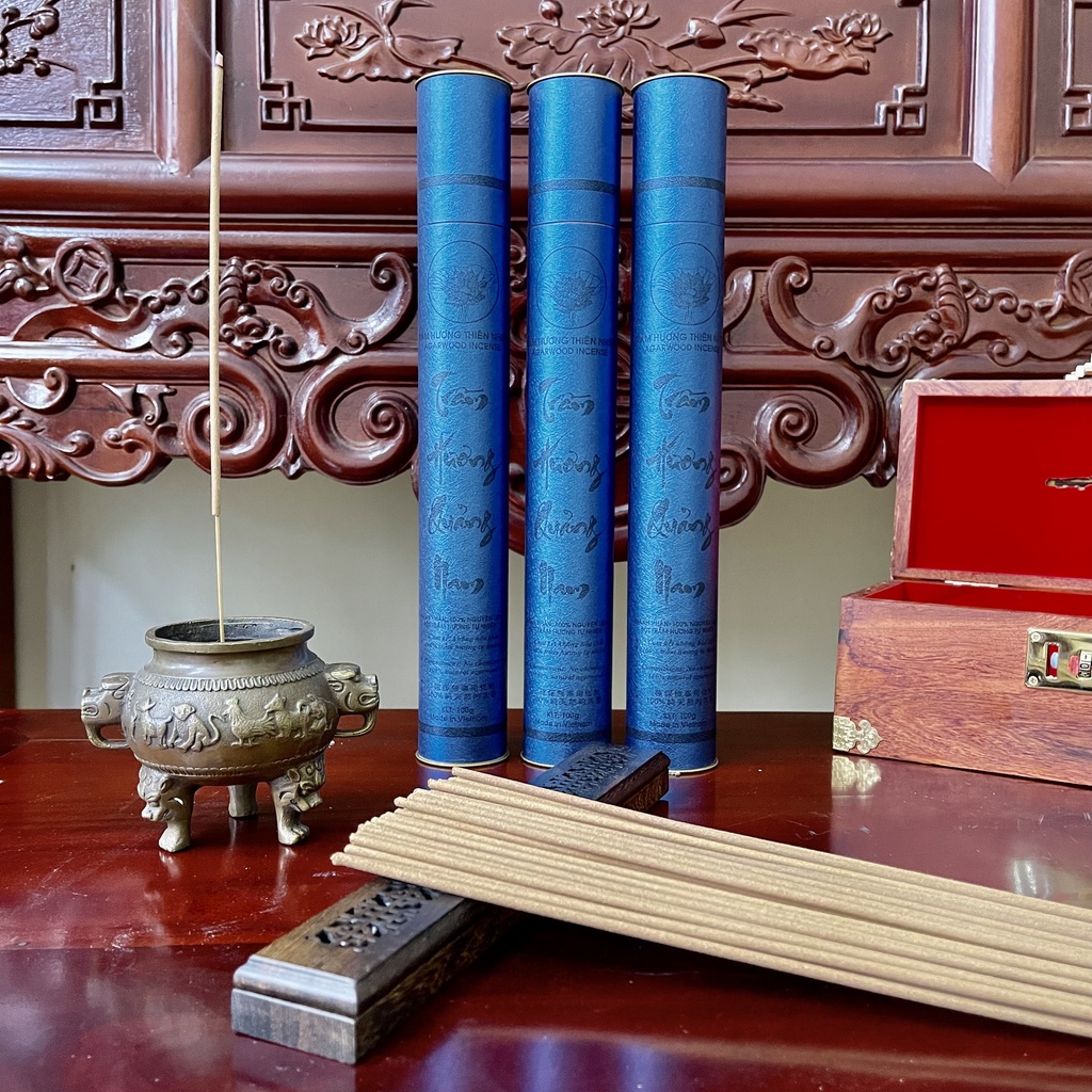 Hộp Nhang Trầm Hương Quảng Nam Cao Cấp - Hương Thơm Tự Nhiên Không Hóa Chất An Toàn Sức Khỏe Hộp 100Gr