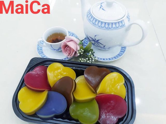 Hộp Caramen trái tim / Hộp làm bánh flan trái tim có nắp to đẹp ác