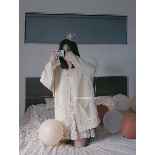 Áo cardigan len form rộng viền trái Bazic one | BigBuy360 - bigbuy360.vn