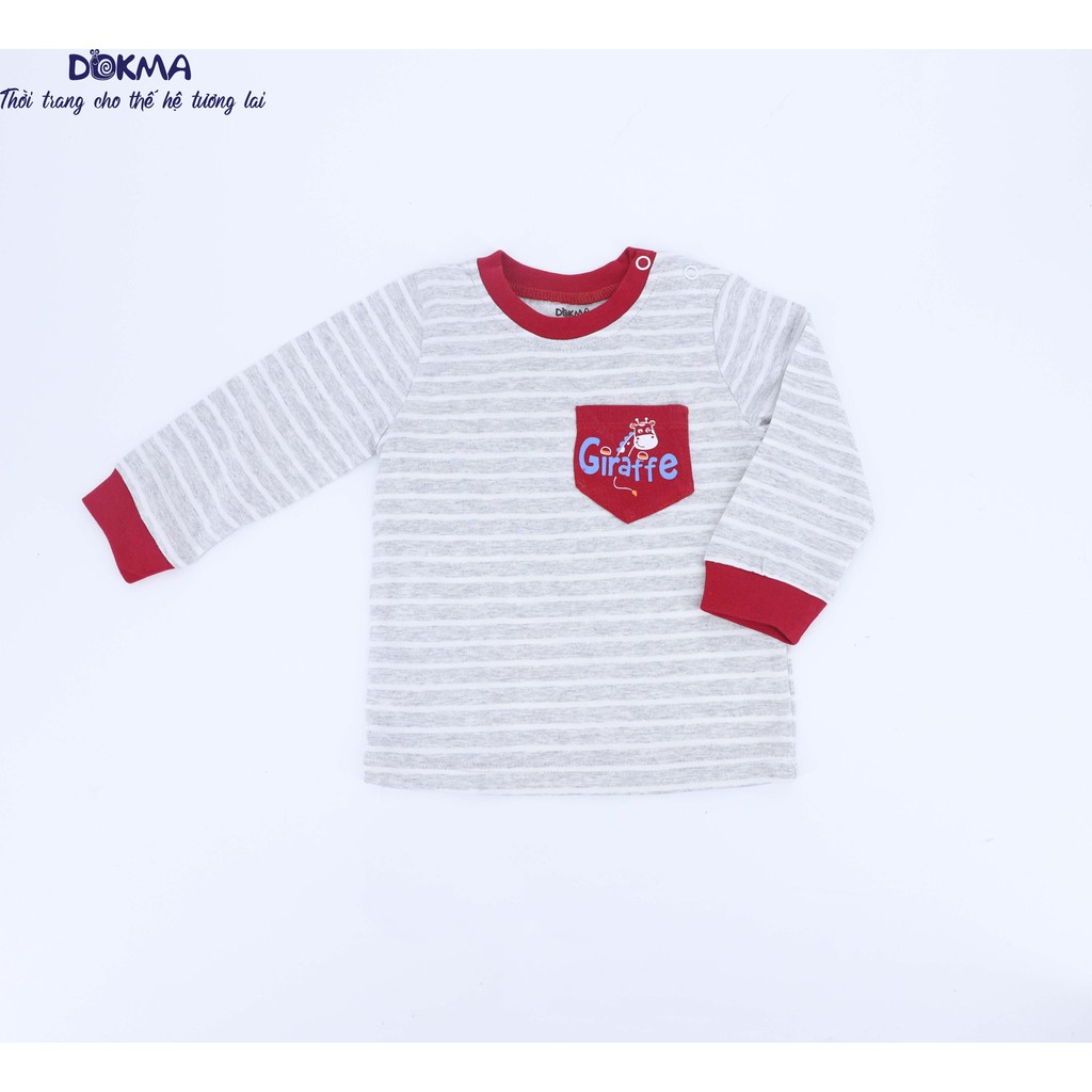 DB504A Áo cài vai phối kẻ dài tay Dokma (6-24M)