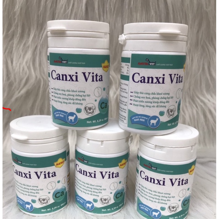 Canxi Vita chó mèo cho chó bầu phục hồi bị hạ bàn tai cụp giúp thú cưng chống loãng xương mềm xương hộp 85 viên