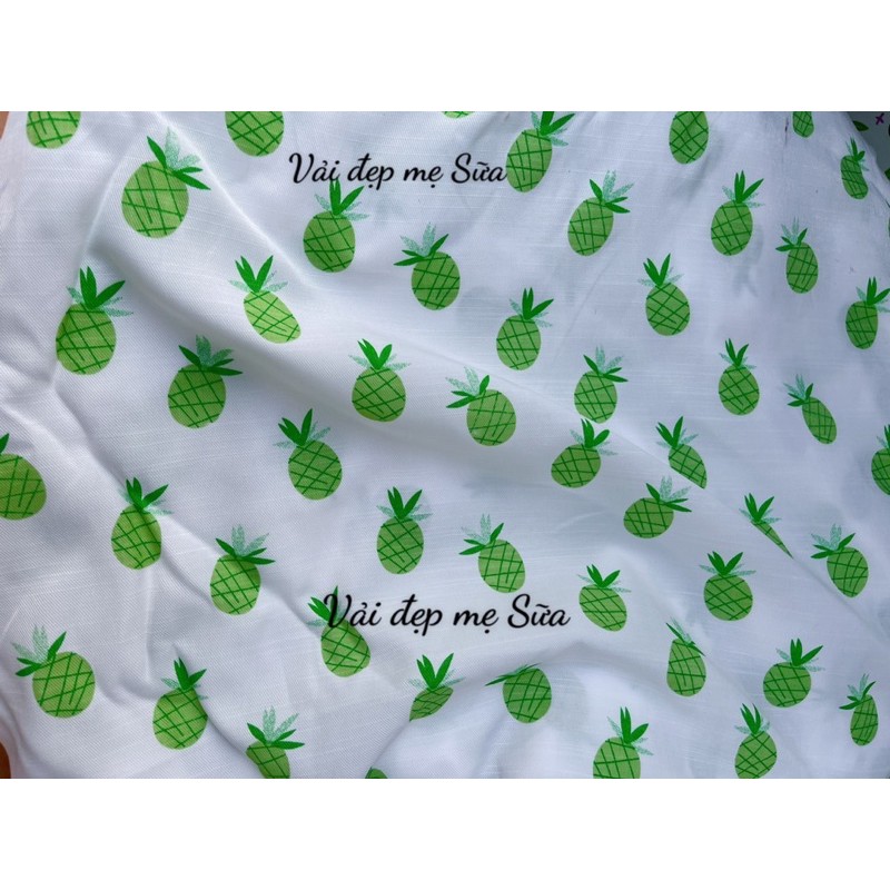 vải đũi mềm mịn hình trái khóm may váy bộ
