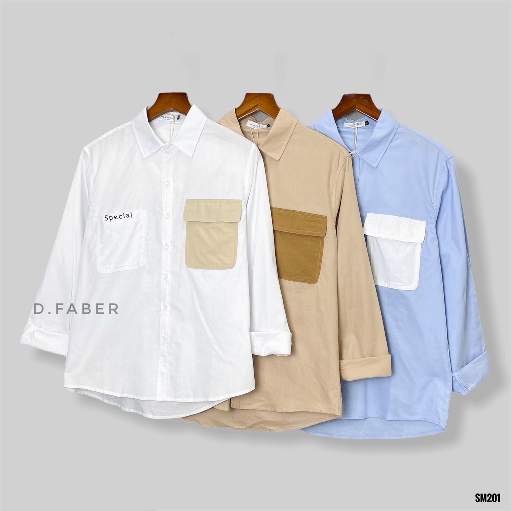 Áo sơ mi nam phối túi thêu SPECIAL vải đũi Hàn Quốc xuất xịn, chuẩn form  - D. FABER | BigBuy360 - bigbuy360.vn