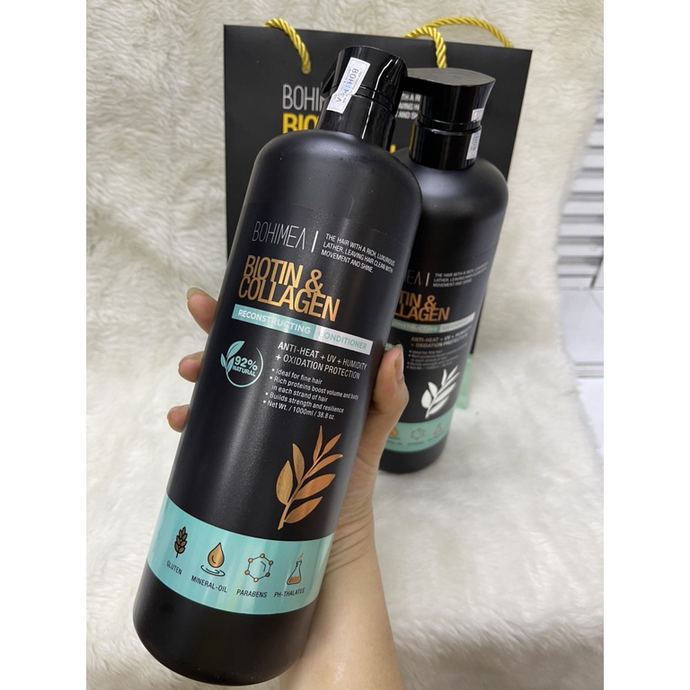 Dầu gội xả phục hồi dưỡng tóc chuyên sâu Biotin Collagen Bohimea