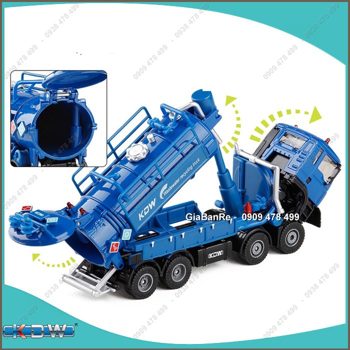 XE MÔ HÌNH SẮT 1:50 XE TẢI XỬ LÝ NƯỚC THẢI - KDW - XANH - 9908