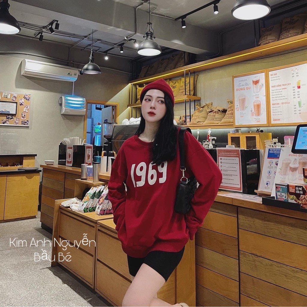 Áo Sweater Nỉ Cottong 19 69 tay bồng HARI