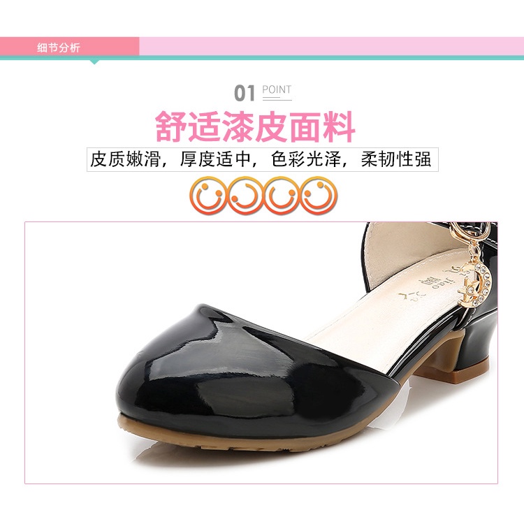 Giày cao gót bằng da phong cách công chúa thời trang cho bé gái