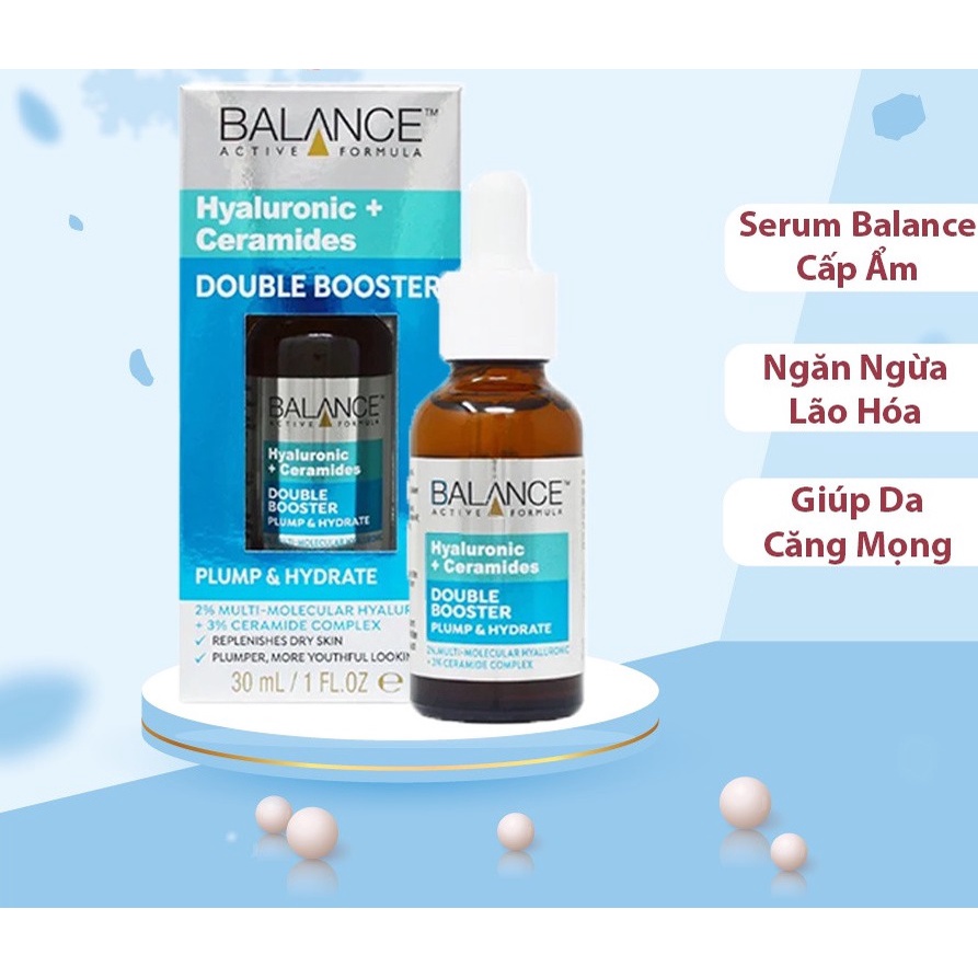 Serum Cấp Ẩm Chuyên Sâu Và Phục Hồi Da Balance Active Formula Hyaluronic + Ceramides Double Booster 30ml