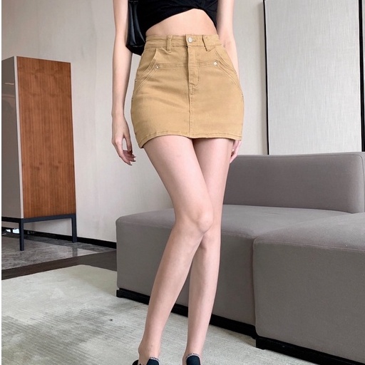 Chân Váy Denim Dáng Chữ A Lưng Cao Co Giãn Tốt Phong Cách Trung Hoa Thời Trang Mùa Hè Mới