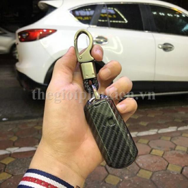 Ốp chìa khóa carbon Mazda 2, 3, 6, CX-5 -kèm móc đeo INOX( hàng chất ) l