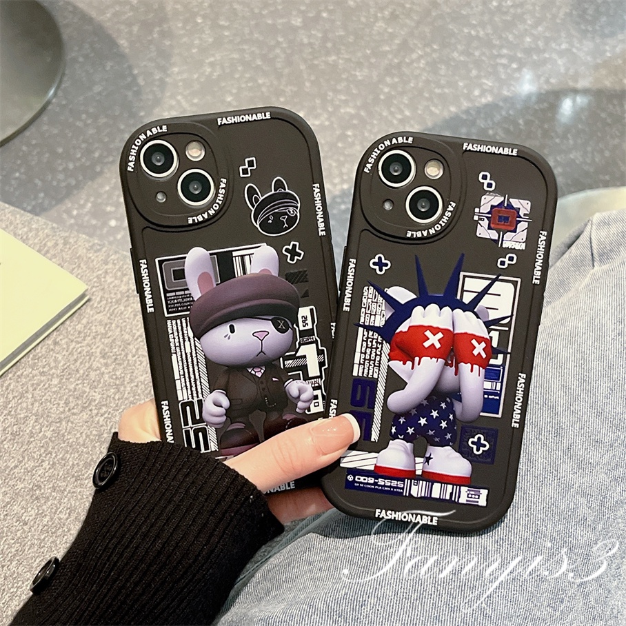 Ốp Điện Thoại Mềm Trong Suốt Họa Tiết Thỏ Phong Cách Hip Hop Cho iPhone 13 12 11 Pro Max X XR Xs Max 8 7 6 6s Plus SE 2020