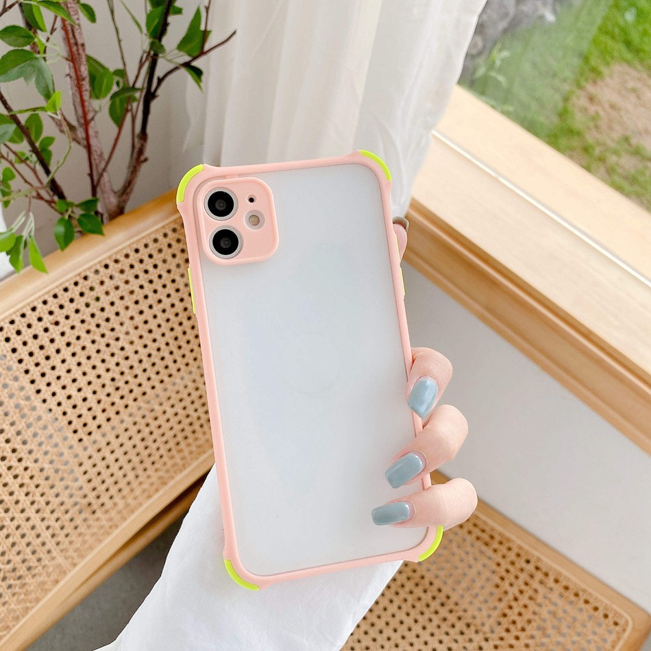 Casing Samsung GalaxyA02 A02S A12 A42 5G A32 4G A21s A71 A51 A50 A50s A30s Macaron Contrast Four Corners Drop Resistance Clear Matte Soft Phone Case