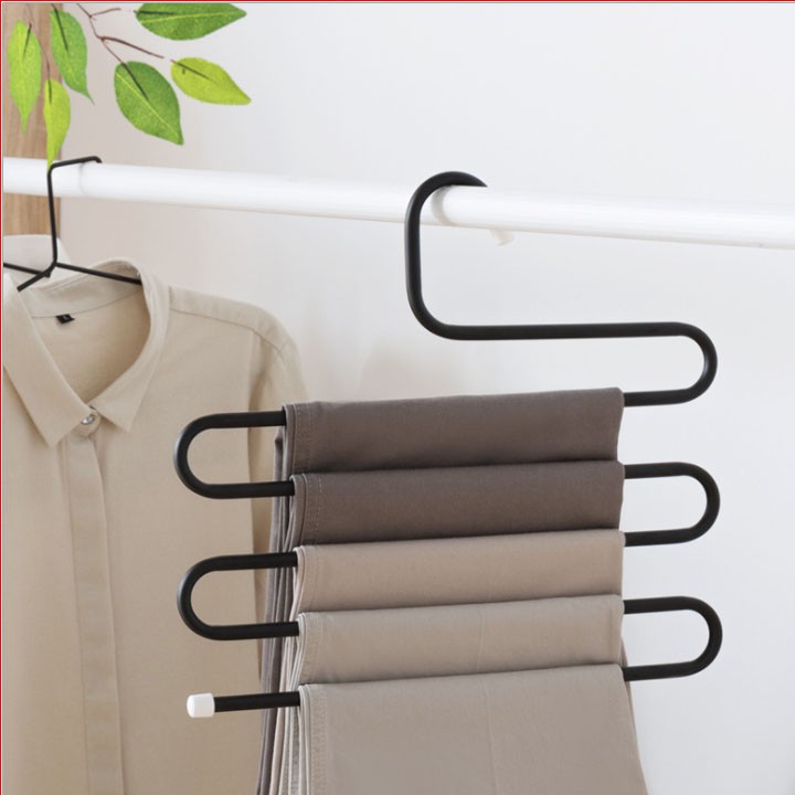 Móc Treo Quần Áo Đa Năng 5 Tầng Kim Loại Sơn Tĩnh Điện