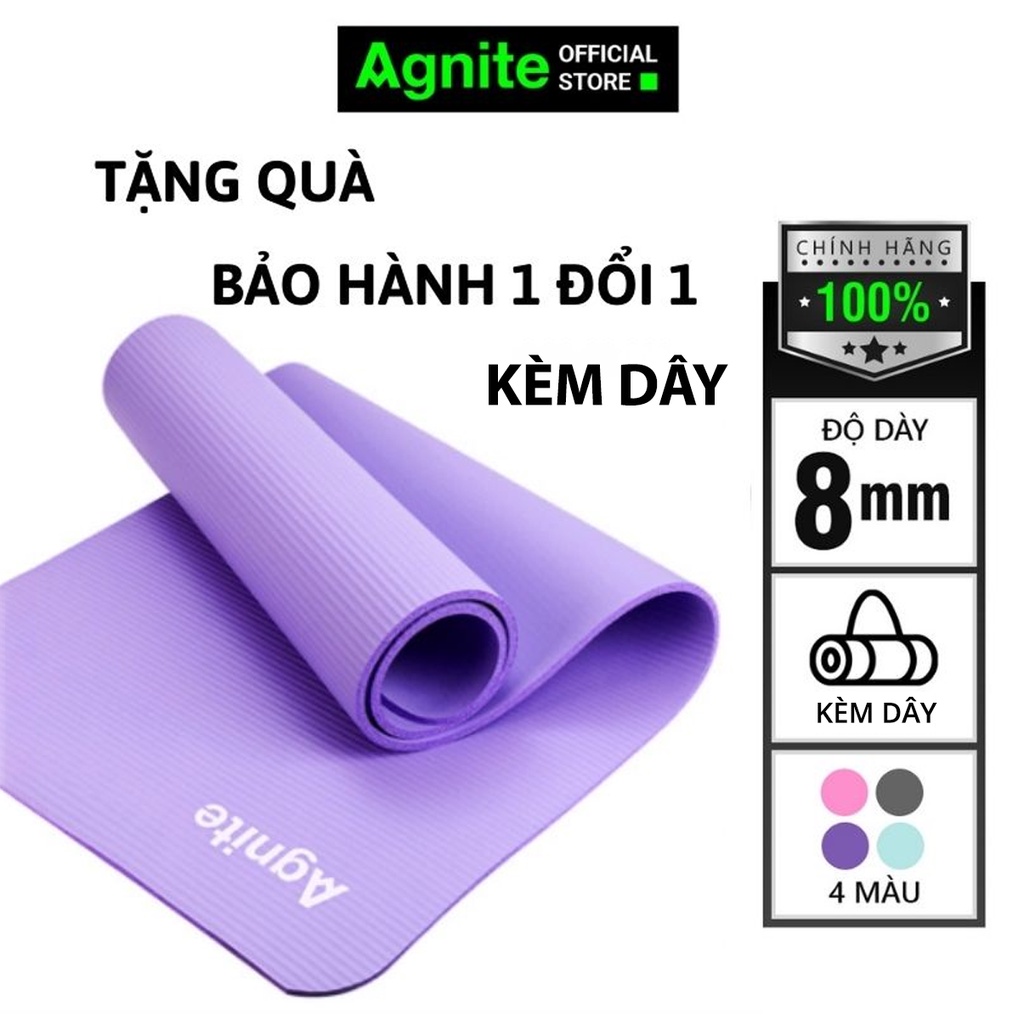 Thảm tập gym, yoga chống trượt, thể dục tại nhà Agnite 8mm - EL108