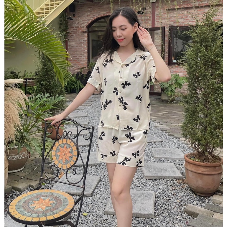 PIJAMA ĐŨI NỮ  - Bộ Cộc Quần Đùi Chất Mềm Thoáng Mát Màu Họa Tiết, Đồ Mặc Nhà