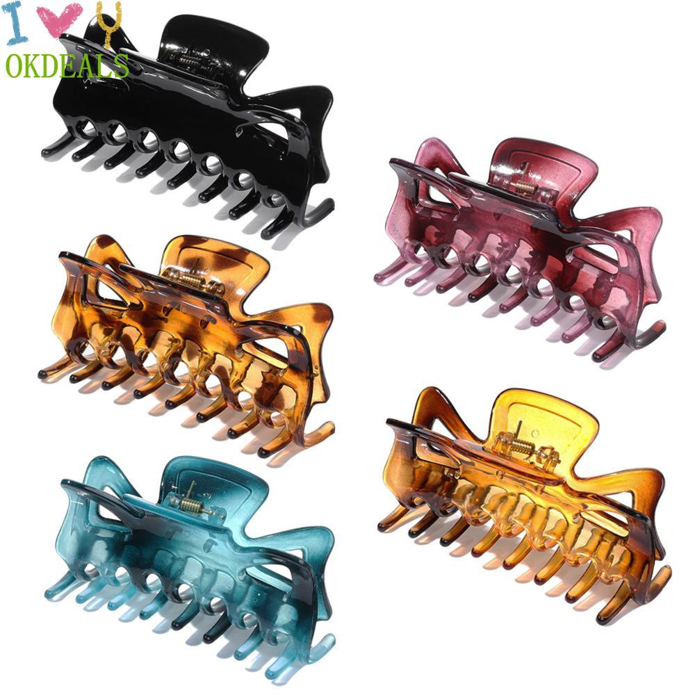 💎OKDEALS💎 Hair Accessories Hair Claw Clip Strong Hold Large Hairpins Hair Clamps Leopard Print Fashion Women Girls Acrylic Barrette/Multicolor