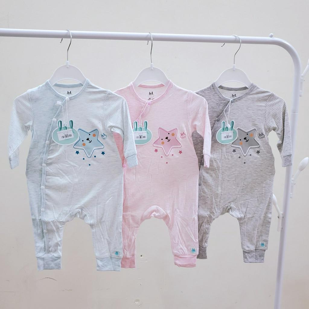 Body sơ sinh dài tay cúc lệch vải pettit mỏng siều mềm mát co giãn 4 chiều Little Love (sale)