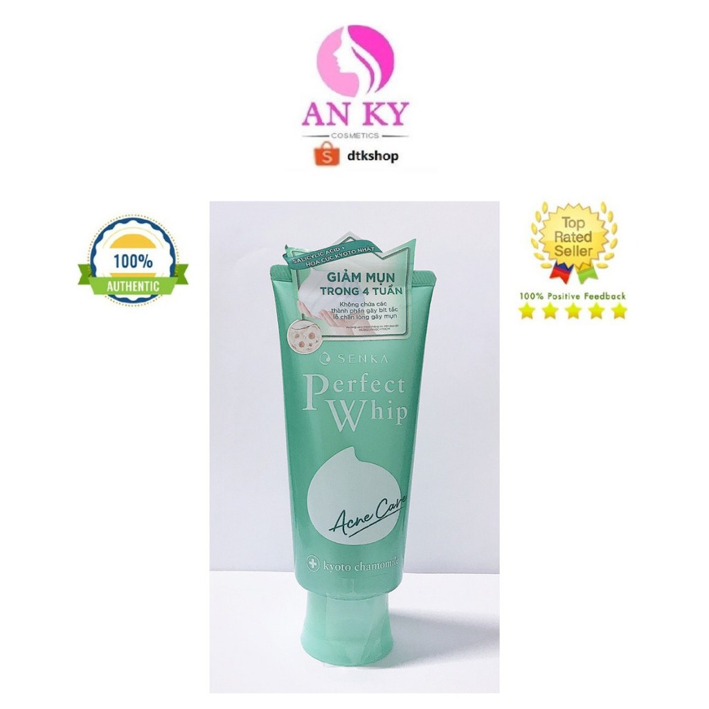 Sữa rửa mặt dành cho da mụn Senka perfect Whip Acne Care 100g (xanh lá)