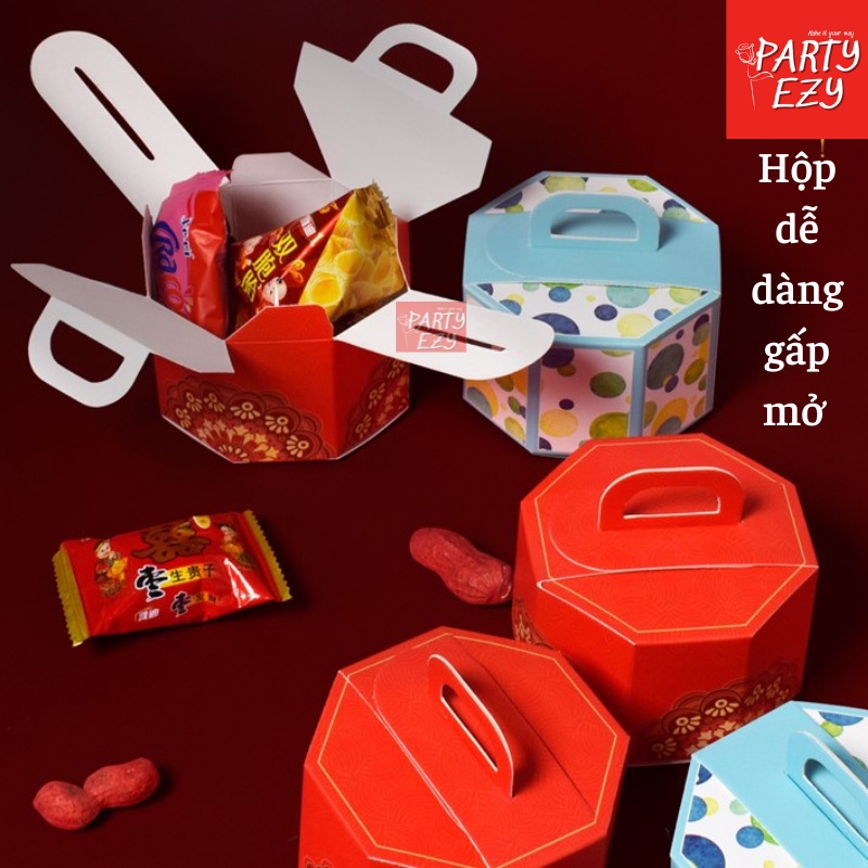 Hộp giấy Mini đựng bánh kẹo, quà tặng hình bát giác