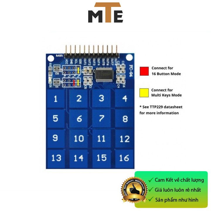 Cảm biến chạm 16 phím TTP229 - Module touch sensor cảm ứng điện dung