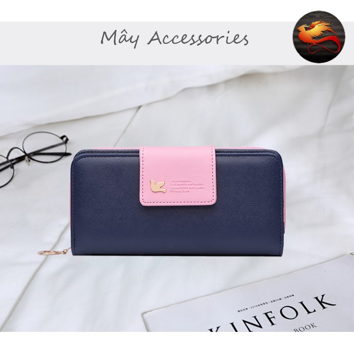 Bóp tiền dài đa năng, đựng thẻ, tiền, điện thoại,... màu xanh dương Mây Accessories