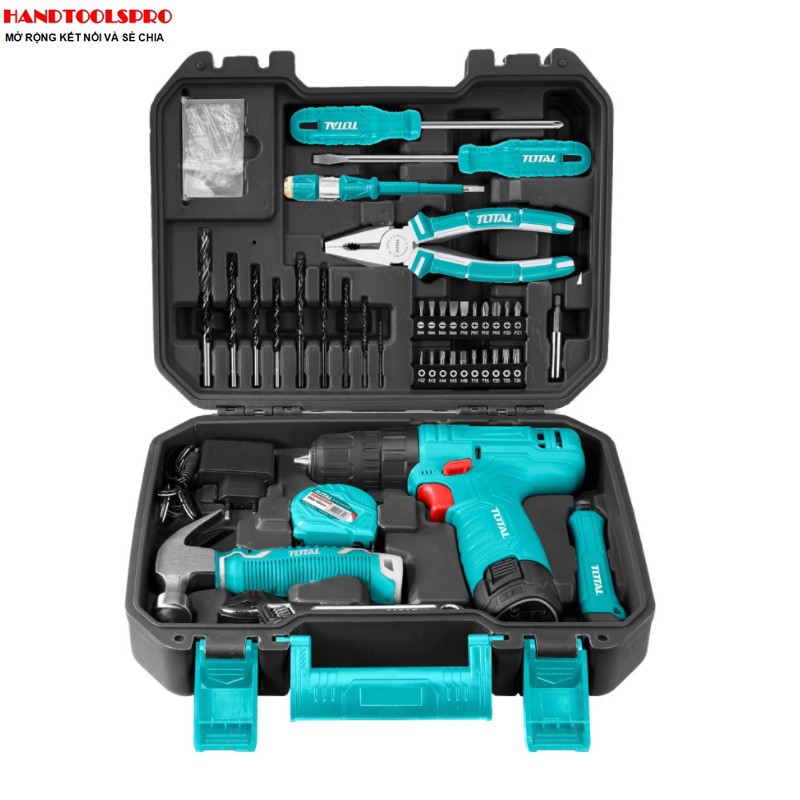 12V Bộ máy khoan dùng pin và 81 chi tiết Total THKTHP10812